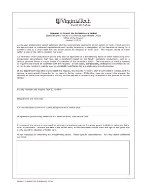 Fillable Online Tenure Clock Extension Request Form Provost