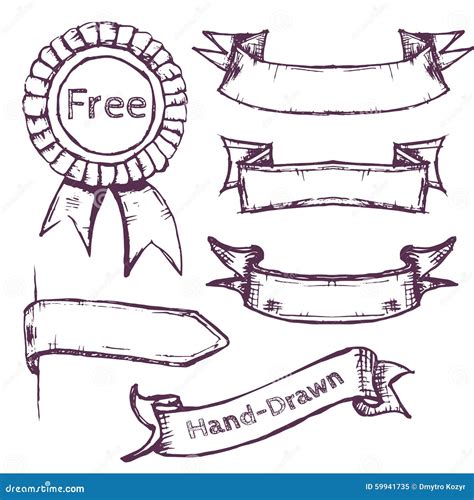 Hand Drawn Ribbons Stock Illustration Image