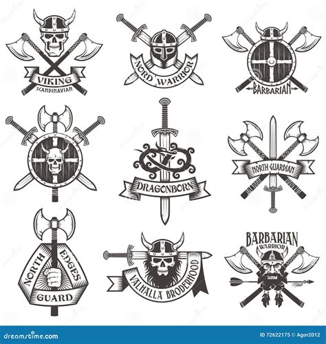 Sistema Del Logotipo De Viking Ilustraci N Del Vector Ilustraci N De