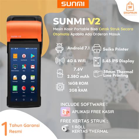 Jual Mesin Kasir Android Portable Sunmi V G Support Print