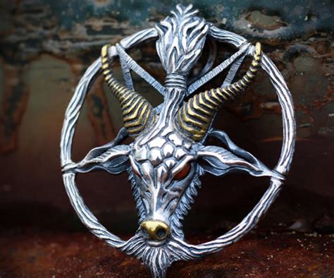 Goat Head Pendant Silver Inverted Pentagram Baphomet Gothic Etsy Uk