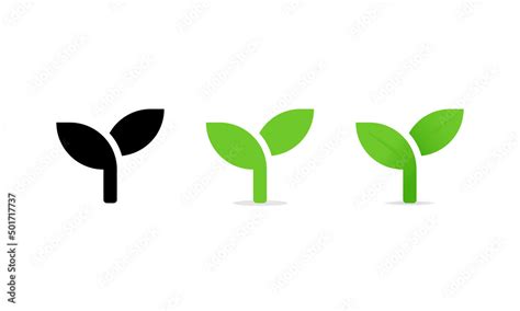 Sprout vector icons set. Sprout symbol in simple black, flat and ...