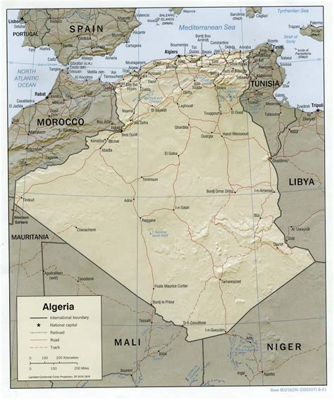 Mapa De Relieve Sombreado De Argelia