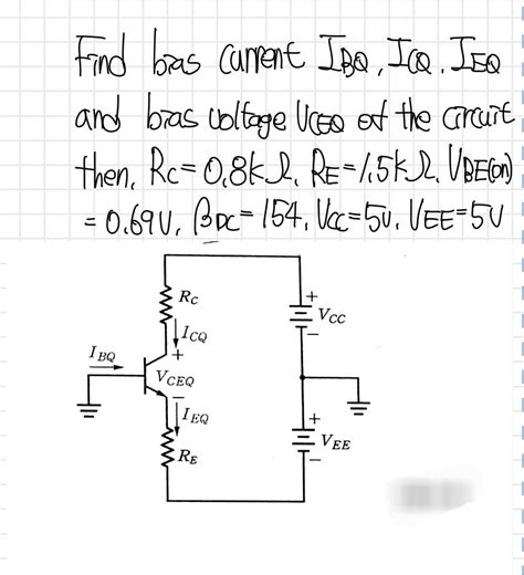 Solved Find Bias Current Ibq Icq Ieq And Bias Voltage Vceq Chegg