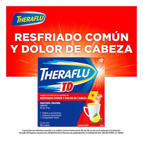 Theraflu Td Té Antigripal Resfriado Común 10 Sobres Chedraui