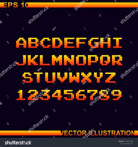 Vektor Stok Arcade Game Pixel Alphabet Font Numberspixel Tanpa Royalti 1458215699 Shutterstock