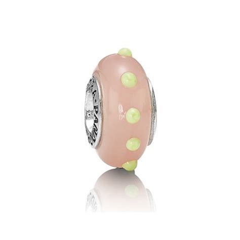 Pandora Retired Sterling Silver Murano Glass Seeing Spots Pink Lime