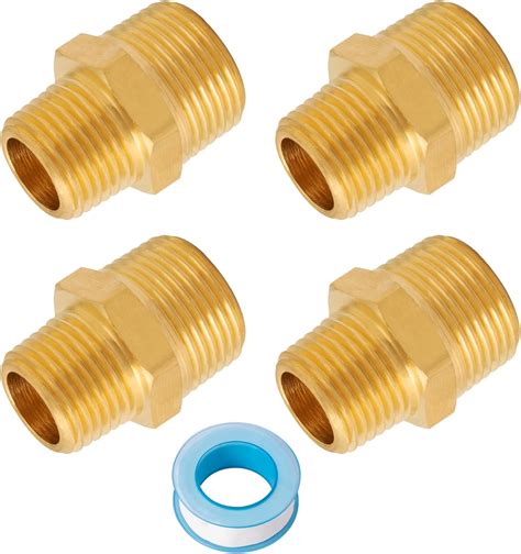 FullMayPro 2PCS Brass Pipe Fitting Brass Hex NippleReducing