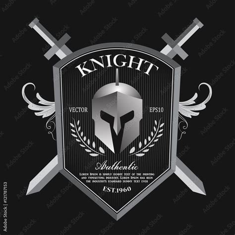 Knight shield and helmet vintage badge logo vector Stock Vector | Adobe Stock