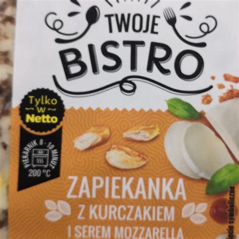 Zapiekanka z kurczakiem i serem mozzarella Twoje Bistro kalórie kJ a