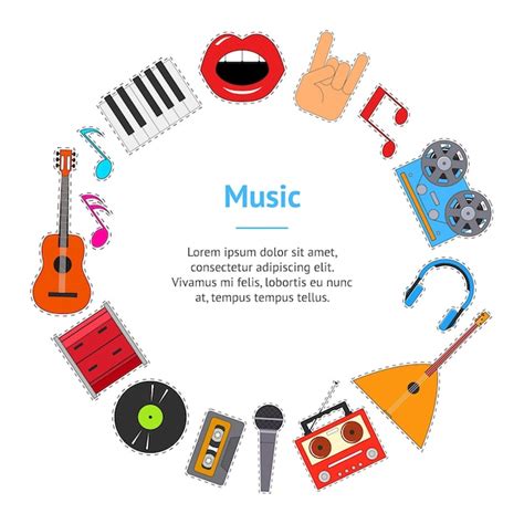 Vector de círculo de tarjeta de banner de instrumentos musicales y