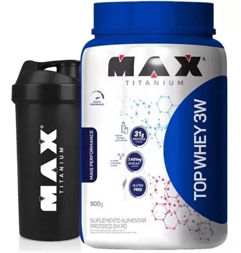 Top Whey Protein 3w 900g Max Titanium Coqueteleira Frete Grátis