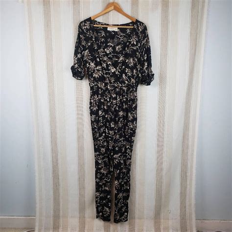 NWT Abercrombie Fitch Floral Jumpsuit Black Size Depop