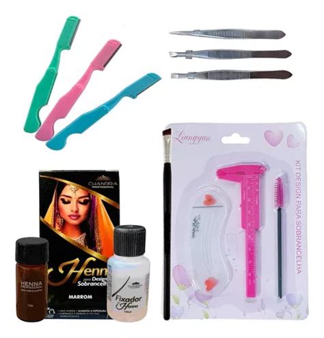 Kit Sobrancelha Henna Chandra Acess Rios Completo Pin A Cor Marrom