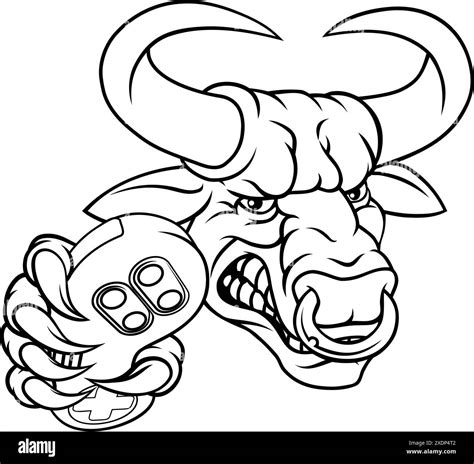 Bull Minotaur Longhorn Cow Gamer Mascot Cartoon Stock Vector Image