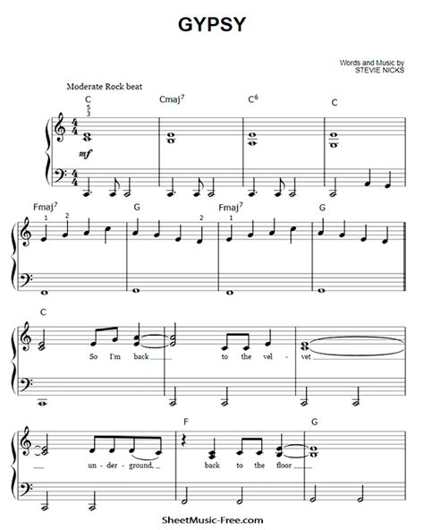 Gypsy Sheet Music Fleetwood Mac - ♪ SHEETMUSIC-FREE.COM