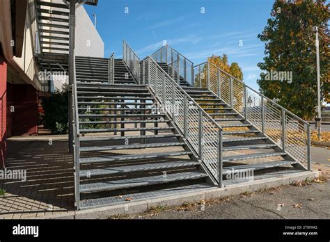 Fire Escape Staircase Pedestrian Passage For Emergency Exit Particular Structure In Galvanized