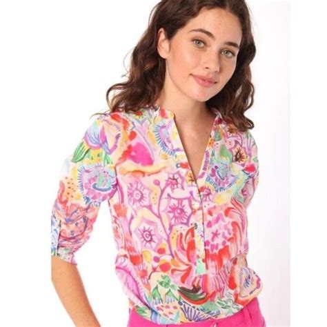 Vilagallo Tops Vilagallo Francina Multi Watercolor Print Cotton