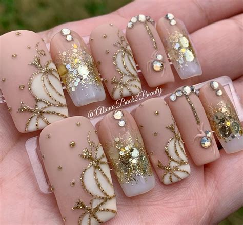 Elegant Nude And Gold Halloween Nails Handcrafted Spooky Nails Reusable Halloween Press On