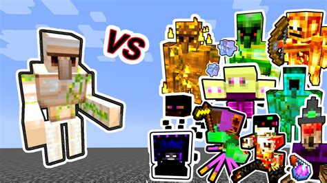 Mutant Iron Golem Vs Mutated Mobs In Minecraft Youtube