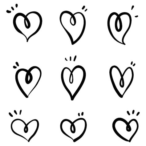 Premium Vector Doodle Hearts Hand Drawn Love Hearts Vector Illustration