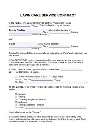 Sample Lawn Care Contract 5 IN PDF MS Word