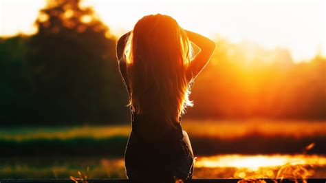 Wallpaper Sunlight Women Model Sunset Long Hair Silhouette