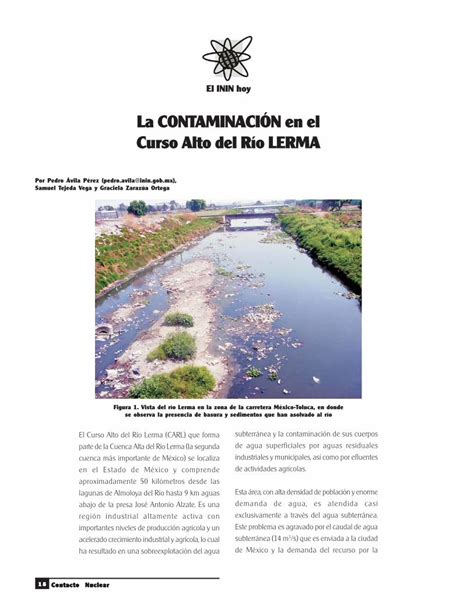 Pdf La Contaminaci N En El Curso Alto Del R O Lerma La Contaminaci