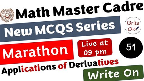 Math Master Cadre Applications Of Derivatives Most Important MCQs Ch 6