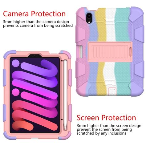 Противоударный чехол Two-Color Robot для iPad mini 6 - Colorful Rose ...