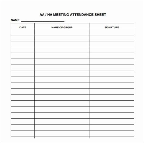 Free Printable Aa Meeting Sign In Sheet Printable Word Searches