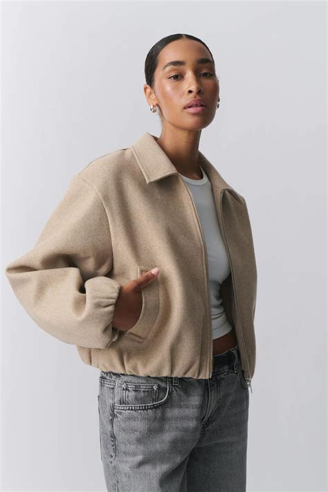 Short Felt Jacket Beige Dame Gina Tricot In Fall Outfits