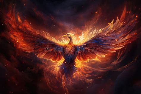 Phoenix Is Flying Burning With Fire Birds Mythical Creatures Stock