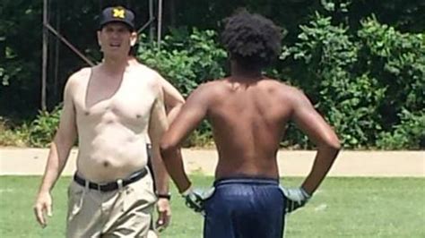 Jim Harbaugh S Shirtless Antics Just Part Of Plan At Michigan Ncaa Football Sporting News