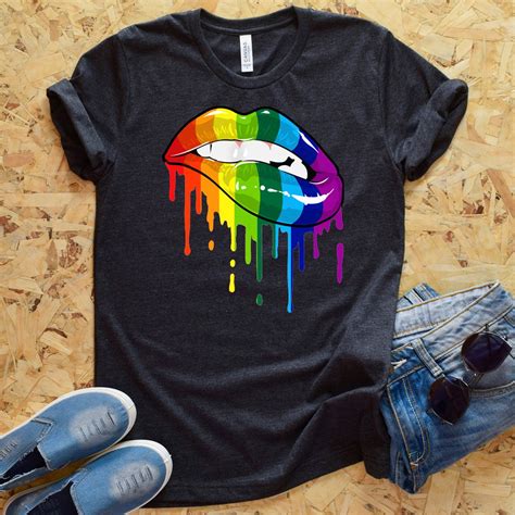 Gay Pride Shirt Sexy Rainbow Lips Lgbtq T Shirt Unisex Men Etsy