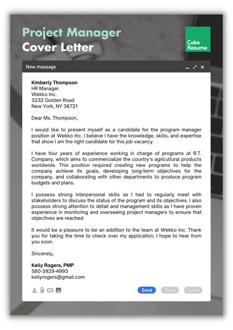 Project Manager Cover Letter A Guide With Examples CakeResume