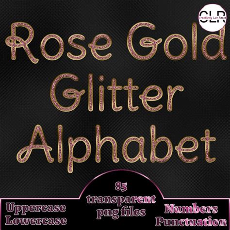 Rose Gold Glitter Alphabet Clip Art Foil Letters Alphabet Etsy