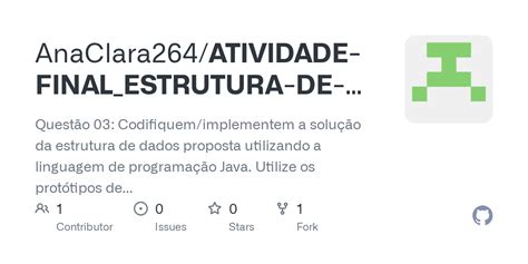 Github Anaclara Atividade Final Estrutura De Dados Quest O