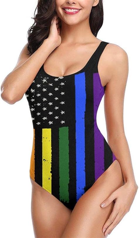 Quemin Womens Sexy One Piece Swimsuits Gay Lgbt Pride Rainbow Flag