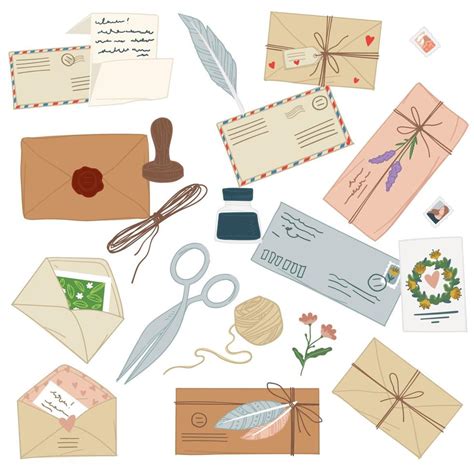 Vintage letters and decorative stamps, envelopes 17793849 Vector Art at ...