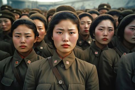 Premium Photo | Group of North Korean female soldiers