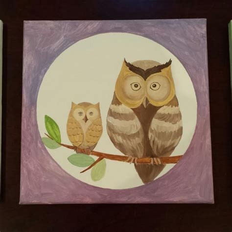 Owls Acrylic Paintning | Etsy