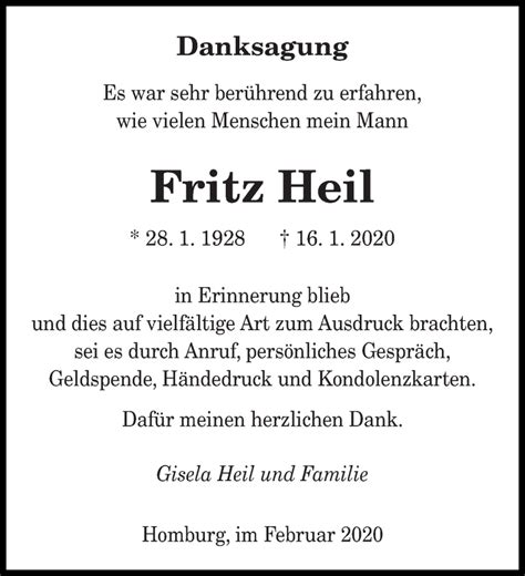 Traueranzeigen Von Fritz Heil Saarbruecker Zeitung Trauer De