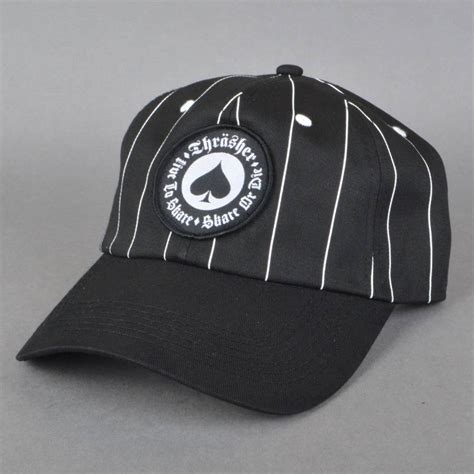 Thrasher Oath Pinstripe Snapback Cap Black Skate Clothing From