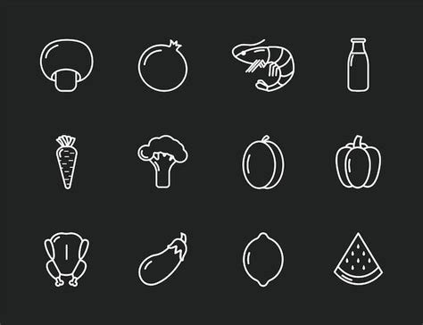 Premium Vector Healthy Food Set 12 Food Line Icons Set White Icons Of