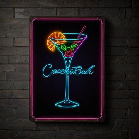 Tropical Cocktail Neon Sign Summer And Vacation Design Night Bright Neon Sign Color Billboard