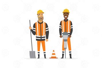 Item: Road construction workers - vector illustration by BoykoPictures ...