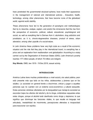 El Alcoholismo Drogadiccion Y Prostitucion En America Latina PDF