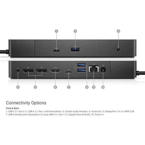 Dell Wd19 130w Docking Station With 90w Power Delivery Usb C Hdmi Dual Displayport Black