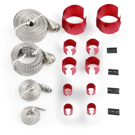 8090 Stainless Steel Flex Braid Hose Sleeve Kits Red Cover Radiator